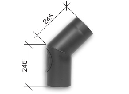 Flue pipe T600 knee 45° with soot flap Ø120mm black